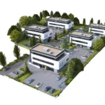 Vue aérienne du programme immobilier neuf de bureaux à vendre à Créac'h Gwen, Quimper - Dom&Terre